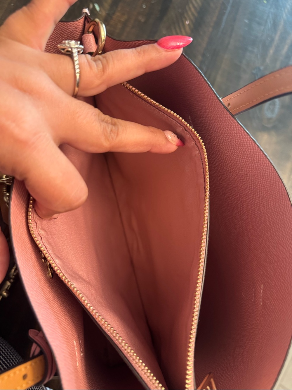 Coach Pink Logo Tote with Brown Leather Trim and Card Case - Picture 6 of 8